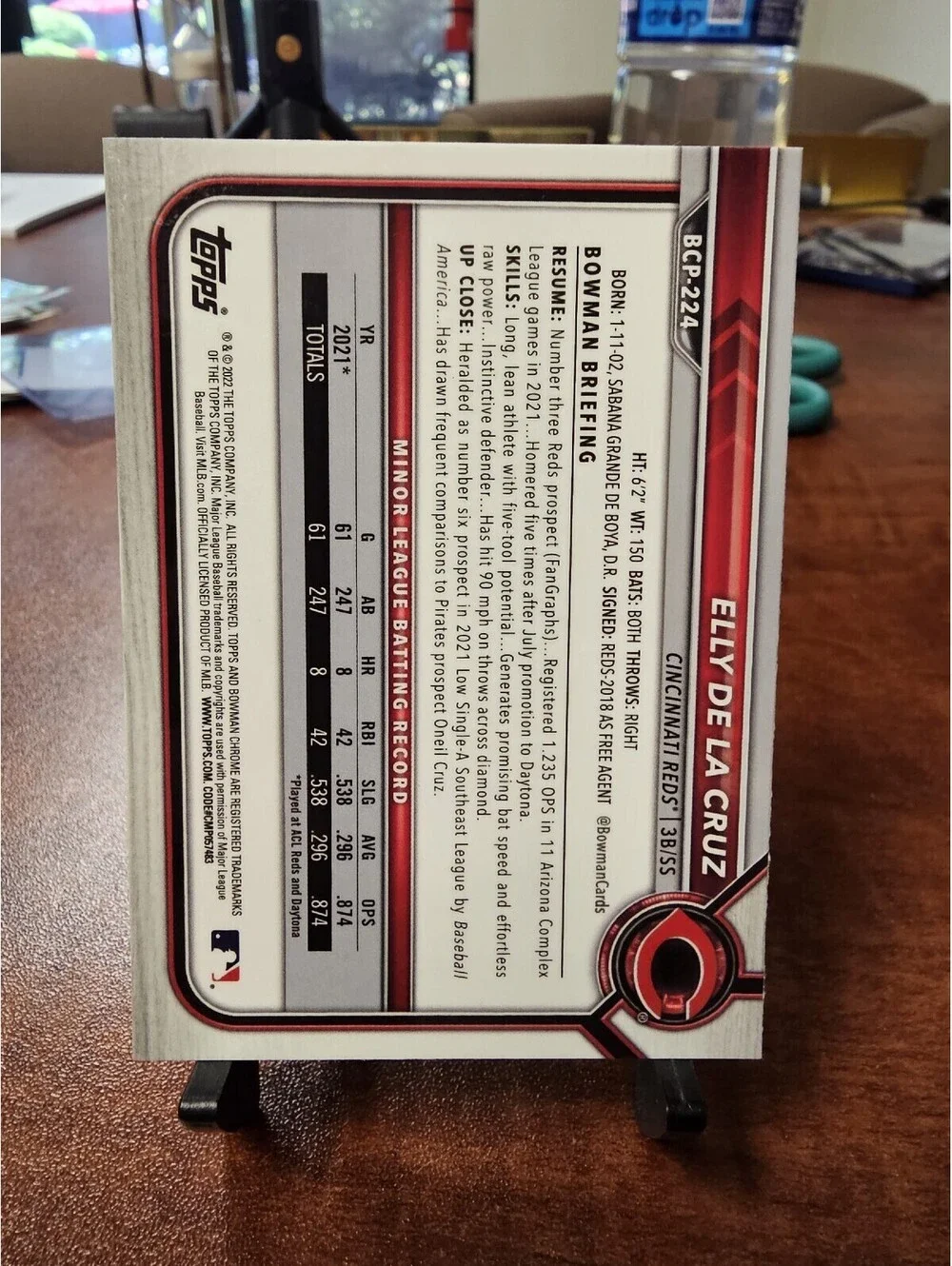 Elly De La Cruz 2022 Bowman Chrome Sapphire  BCP-224 Reds Prospect